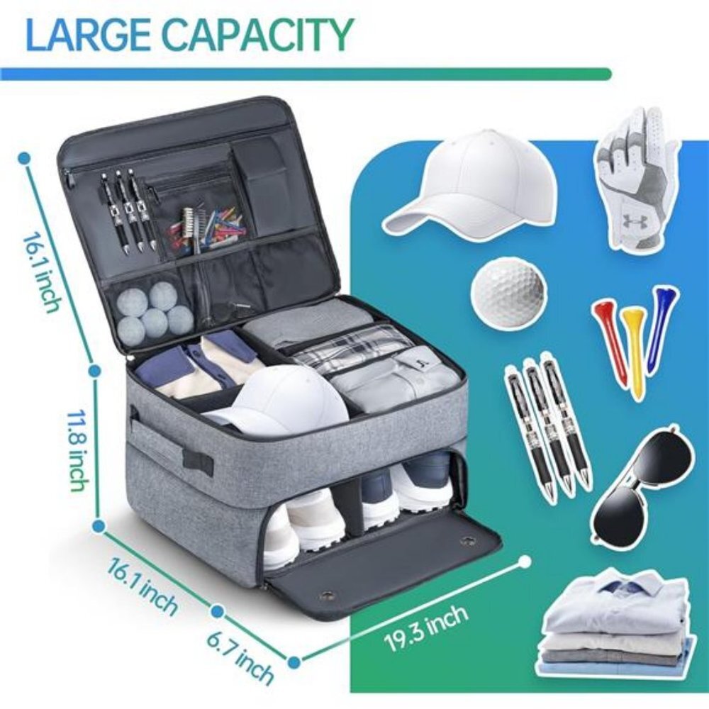 Golf Trunk Organizer 2 Layer, Car Golf Organizer with Ventilated Compartment NEW - Picture 7 of 8